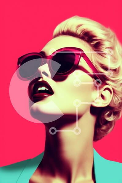 Intra Συλλεκτικό Ξύλινο Παζλ Plywood  4mm - Κομψή γυναίκα με γυαλιά ηλίου σε πορτοκαλί φόντο Σε Ξύλινο Κουτί - Διαστάσεις Puzzle: 10x10 cm – 25 κομμάτια