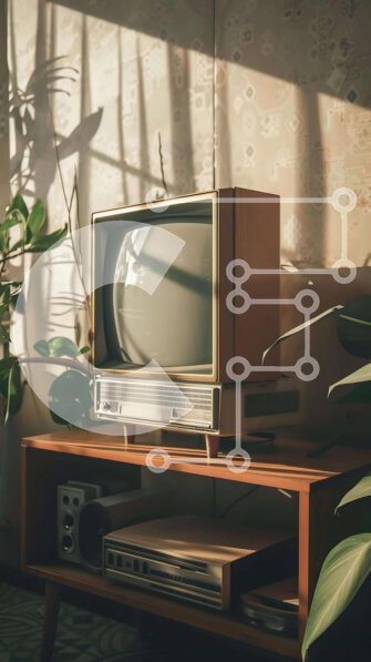 Intra Συλλεκτικό Ξύλινο Παζλ Plywood  4mm - Vintage τηλεόραση σε ξύλινη βάση σε ζεστό δωμάτιο Σε Ξύλινο Κουτί - Διαστάσεις Puzzle: 10x10 cm – 25 κομμάτια