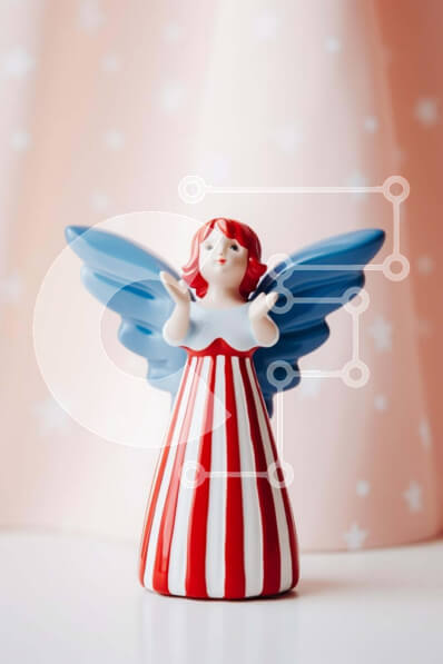 Intra Συλλεκτικό Ξύλινο Παζλ Plywood  4mm - Πατριωτικό ειδώλιο αγγέλου σε ροζ φόντο Σε Ξύλινο Κουτί - Διαστάσεις Puzzle: 10x10 cm – 25 κομμάτια