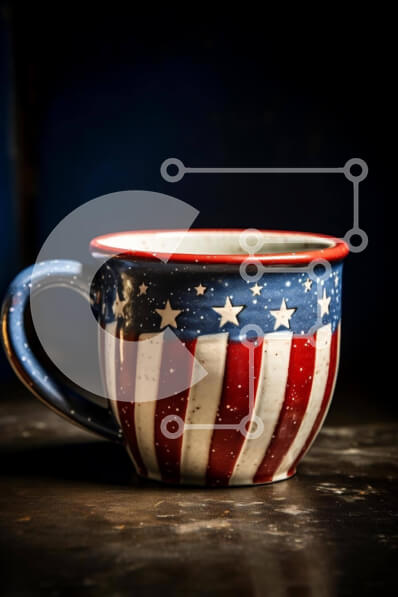 Σετ των 2 Intra Συλλεκτικό Ξύλινο Παζλ Plywood  4mm - Πατριωτικό κόκκινο, λευκό και μπλε φλιτζάνι καφέ Σε Ξύλινο Κουτί - Διαστάσεις: 10x10 cm – 25 κομμάτια