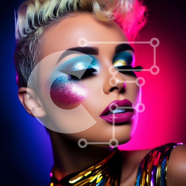 Σετ των 2 Intra Συλλεκτικό Ξύλινο Παζλ Plywood  4mm - Όμορφη γυναίκα με πολύχρωμο και αστραφτερό μακιγιάζ Σε Ξύλινο Κουτί - Διαστάσεις: 10x10 cm – 25 κομμάτια