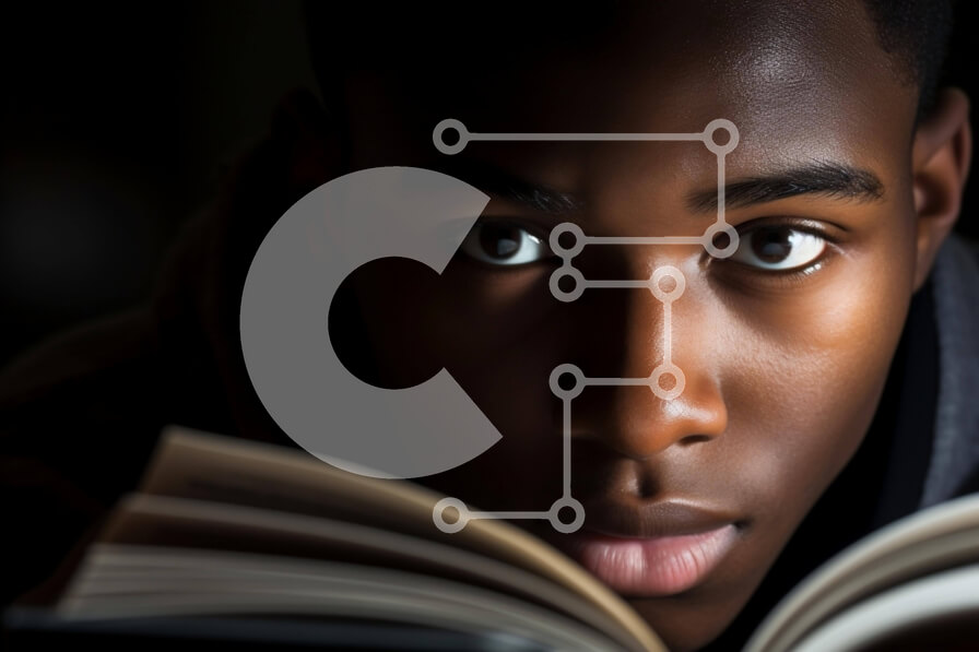 Intra Συλλεκτικό Ξύλινο Παζλ Plywood  4mm - Αρραβωνιασμένος νεαρός μαύρος που διαβάζει στο σκοτάδι Σε Ξύλινο Κουτί - Διαστάσεις Puzzle: 10x10 cm – 25 κομμάτια