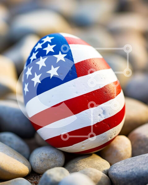 Intra Συλλεκτικό Ξύλινο Παζλ Plywood  4mm - Πασχαλινό αυγό αμερικανικής σημαίας στους βράχους Σε Ξύλινο Κουτί - Διαστάσεις: 10x10 cm – 25 κομμάτια