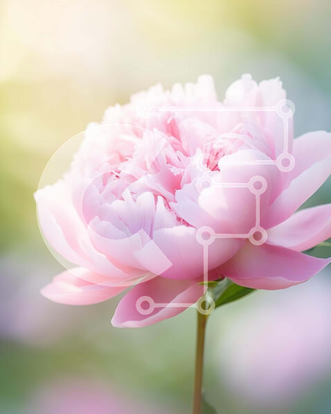 Intra Συλλεκτικό Ξύλινο Παζλ Plywood  4mm - Μονό ροζ λουλούδι παιώνιας σε πλήρη άνθιση Σε Ξύλινο Κουτί - Διαστάσεις: 10x10 cm – 25 κομμάτια