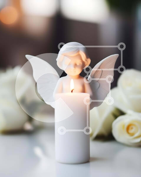 Intra Συλλεκτικό Ξύλινο Παζλ Plywood  4mm - Λευκό κερί με ειδώλιο αγγέλου και τριαντάφυλλα Σε Ξύλινο Κουτί - Διαστάσεις Puzzle: 10x10 cm – 25 κομμάτια