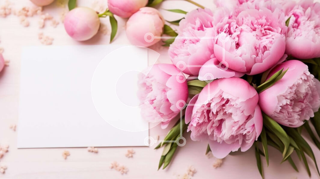 Intra Συλλεκτικό Ξύλινο Παζλ Plywood  4mm - Μπουκέτο ροζ παιώνιες με κενή κάρτα Σε Ξύλινο Κουτί - Διαστάσεις Puzzle: 10x10 cm – 25 κομμάτια