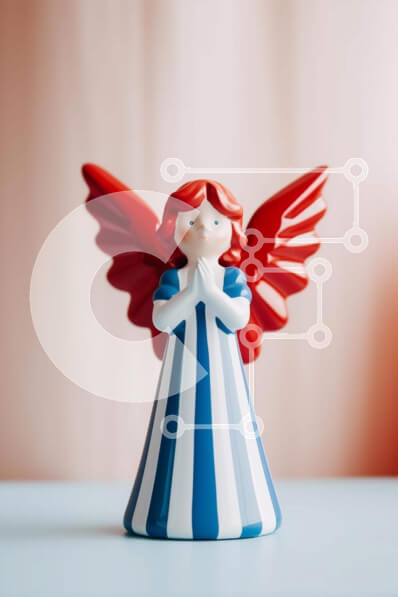 Intra Συλλεκτικό Ξύλινο Παζλ Plywood  4mm - Γαλανόλευκο ειδώλιο αγγέλου Σε Ξύλινο Κουτί - Διαστάσεις: 10x10 cm – 25 κομμάτια