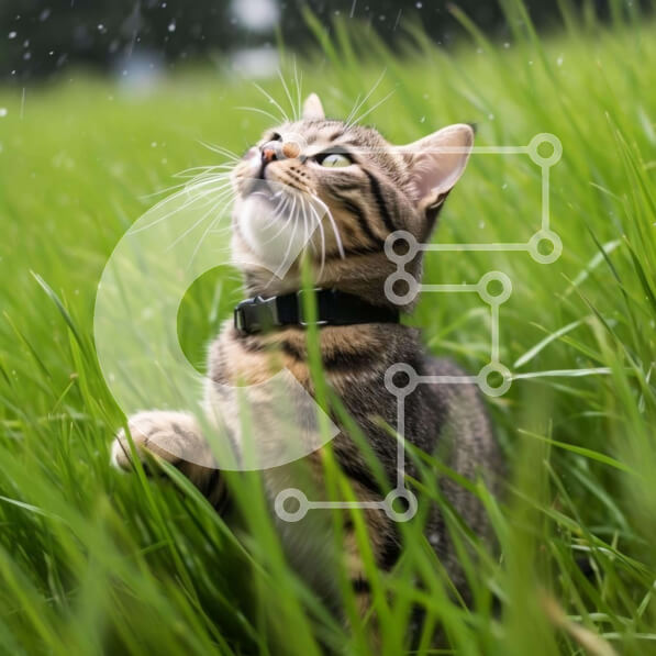 Intra Συλλεκτικό Ξύλινο Παζλ Plywood  4mm - Περίεργη γάτα στο ψηλό γρασίδι Σε Ξύλινο Κουτί - Διαστάσεις: 10x10 cm – 25 κομμάτια