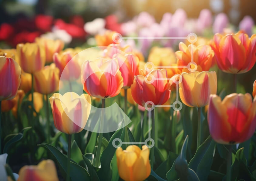 Intra Συλλεκτικό Ξύλινο Παζλ Plywood  4mm - Ζωντανό πεδίο τουλίπας Σε Ξύλινο Κουτί - Διαστάσεις: 10x10 cm – 25 κομμάτια