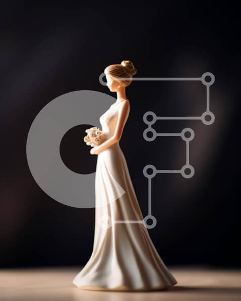 Intra Συλλεκτικό Ξύλινο Παζλ Plywood  4mm - Κομψό ειδώλιο νύφης με μπουκέτο σε ξύλινο τραπέζι Σε Ξύλινο Κουτί - Διαστάσεις: 10x10 cm – 25 κομμάτια