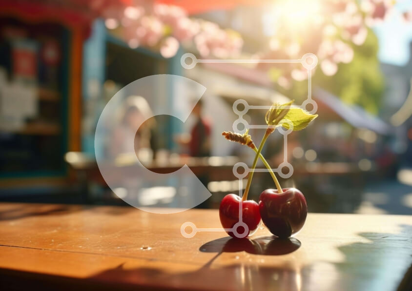 Σετ των 2 Intra Συλλεκτικό Ξύλινο Παζλ Plywood  4mm - Κεράσια σε ξύλινο τραπέζι σε υπαίθρια συγκέντρωση Σε Ξύλινο Κουτί - Διαστάσεις: 10x10 cm – 25 κομμάτια