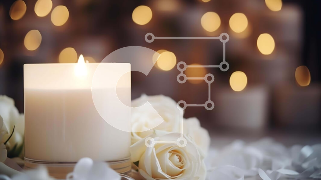 Intra Συλλεκτικό Ξύλινο Παζλ Plywood  4mm - Λευκό κερί με τριαντάφυλλα και κεριά στο φόντο Σε Ξύλινο Κουτί - Διαστάσεις Puzzle: 10x10 cm – 25 κομμάτια