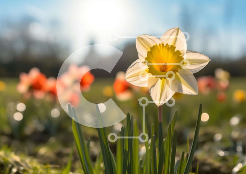 Intra Συλλεκτικό Ξύλινο Παζλ Plywood  4mm - Ανθισμένο λουλούδι ασφόδελου σε ανοιχτό χωράφι Σε Ξύλινο Κουτί - Διαστάσεις: 10x10 cm – 25 κομμάτια