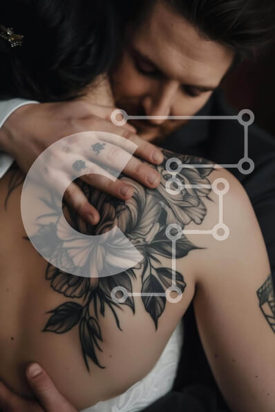 Intra Συλλεκτικό Ξύλινο Παζλ Plywood  4mm - Ρομαντική νύφη και γαμπρός αγκαλιά Σε Ξύλινο Κουτί - Διαστάσεις Puzzle: 10x10 cm – 25 κομμάτια