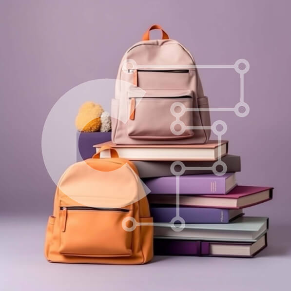 Intra Συλλεκτικό Ξύλινο Παζλ Plywood  4mm - Πολύχρωμο σακίδιο πλάτης σε βιβλία με γεμιστό ζώο Σε Ξύλινο Κουτί - Διαστάσεις: 10x10 cm – 25 κομμάτια