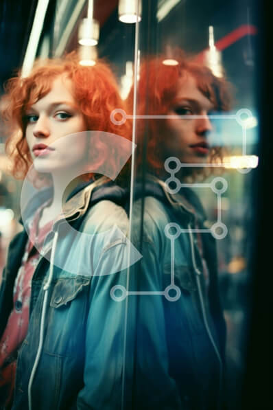 Intra Συλλεκτικό Ξύλινο Παζλ Plywood  4mm - Νεαρή γυναίκα που αντανακλάται μπροστά στον καθρέφτη Σε Ξύλινο Κουτί - Διαστάσεις Puzzle: 10x10 cm – 25 κομμάτια