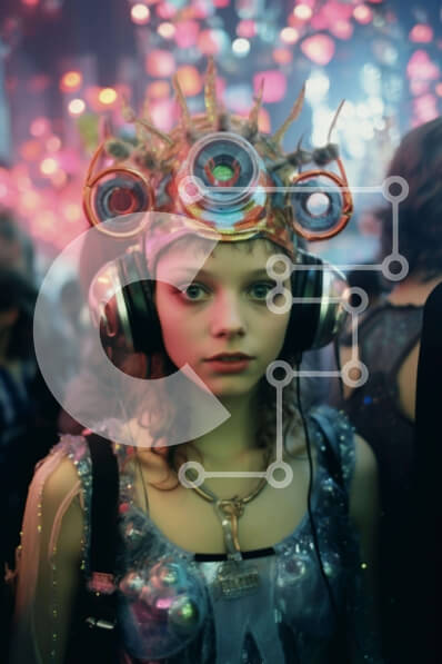 Intra Συλλεκτικό Ξύλινο Παζλ Plywood  4mm - Νεαρή γυναίκα με ακουστικά και περίτεχνα ακουστικά Σε Ξύλινο Κουτί - Διαστάσεις Puzzle: 10x10 cm – 25 κομμάτια