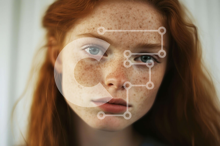 Intra Συλλεκτικό Ξύλινο Παζλ Plywood  4mm - Νεαρή γυναίκα με κόκκινα μαλλιά και φακίδες Σε Ξύλινο Κουτί - Διαστάσεις Puzzle: 10x10 cm – 25 κομμάτια