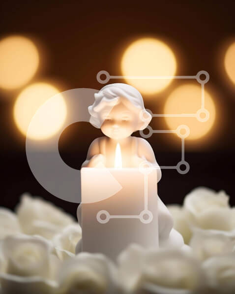 Intra Συλλεκτικό Ξύλινο Παζλ Plywood  4mm - Φωτιστικό κερί με ειδώλιο αγγέλου με λευκά τριαντάφυλλα Σε Ξύλινο Κουτί - Διαστάσεις Puzzle: 10x10 cm – 25 κομμάτια