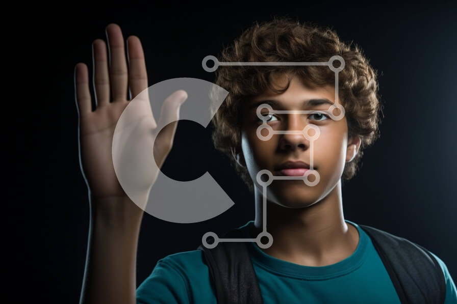 Intra Συλλεκτικό Ξύλινο Παζλ Plywood  4mm - Νεαρό αγόρι που κάνει χειρονομία πινακίδων στάσης Σε Ξύλινο Κουτί - Διαστάσεις Puzzle: 10x10 cm – 25 κομμάτια