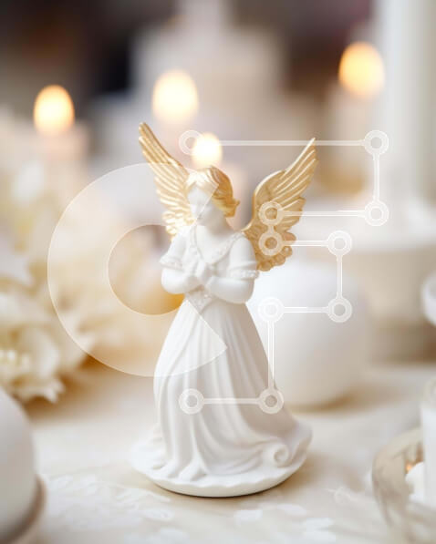 Intra Συλλεκτικό Ξύλινο Παζλ Plywood  4mm - Ειδώλιο Λευκού Αγγέλου με κεριά και διακοσμητικά Σε Ξύλινο Κουτί - Διαστάσεις Puzzle: 10x10 cm – 25 κομμάτια