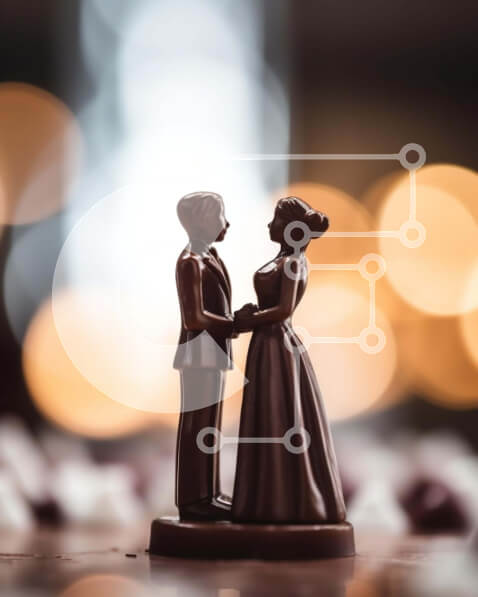 Intra Συλλεκτικό Ξύλινο Παζλ Plywood  4mm - Ειδώλιο νύφης και γαμπρού με φόντο Bokeh Σε Ξύλινο Κουτί - Διαστάσεις: 10x10 cm – 25 κομμάτια