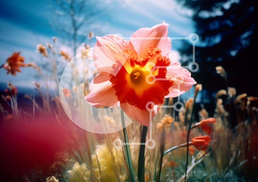 Intra Συλλεκτικό Ξύλινο Παζλ Plywood  4mm - Ροζ λουλούδι σε ψηλά χόρτα Σε Ξύλινο Κουτί - Διαστάσεις: 10x10 cm – 25 κομμάτια