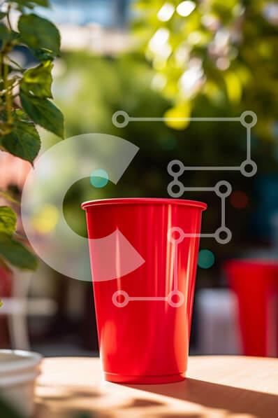 Σετ των 2 Intra Συλλεκτικό Ξύλινο Παζλ Plywood  4mm - Κόκκινο πλαστικό κύπελλο σκηνή στη φύση Σε Ξύλινο Κουτί - Διαστάσεις: 10x10 cm – 25 κομμάτια