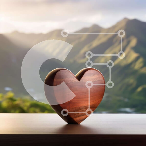 Intra Συλλεκτικό Ξύλινο Παζλ Plywood  4mm - Ξύλινο αντικείμενο σε σχήμα καρδιάς με θέα στο βουνό Σε Ξύλινο Κουτί - Διαστάσεις Puzzle: 10x10 cm – 25 κομμάτια