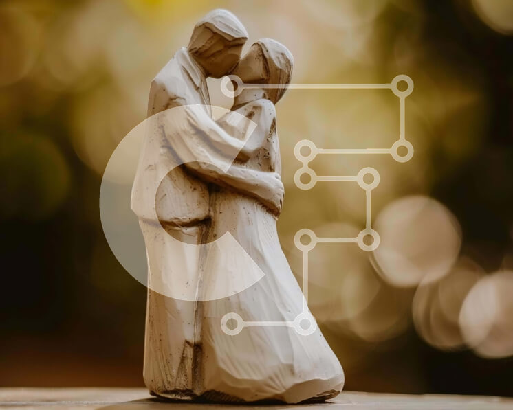 Intra Συλλεκτικό Ξύλινο Παζλ Plywood  4mm - Ξύλινο ειδώλιο ζευγαριού που αγκαλιάζει και φιλιέται Σε Ξύλινο Κουτί - Διαστάσεις Puzzle: 10x10 cm – 25 κομμάτια