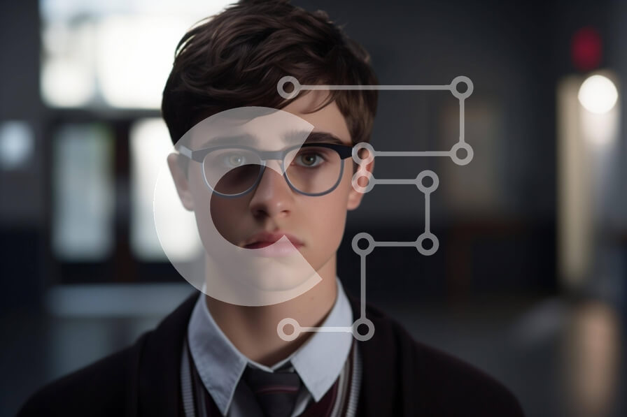 Intra Συλλεκτικό Ξύλινο Παζλ Plywood  4mm - Νεαρός άνδρας στο σχολικό διάδρομο Σε Ξύλινο Κουτί - Διαστάσεις Puzzle: 10x10 cm – 25 κομμάτια