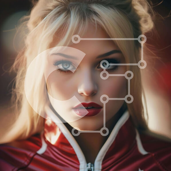 Σετ των 2 Intra Συλλεκτικό Ξύλινο Παζλ Plywood  4mm - Όμορφη ξανθιά γυναίκα με μπλε μάτια και κόκκινο κραγιόν Σε Ξύλινο Κουτί - Διαστάσεις: 10x10 cm – 25 κομμάτια