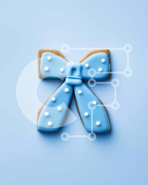 Σετ των 2 Intra Συλλεκτικό Ξύλινο Παζλ Plywood  4mm - Μπλε μπισκότο με λευκό φιόγκο πουά Σε Ξύλινο Κουτί - Διαστάσεις: 10x10 cm – 25 κομμάτια