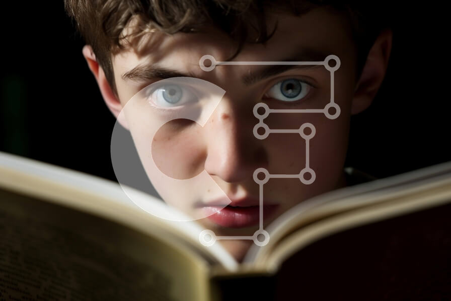 Intra Συλλεκτικό Ξύλινο Παζλ Plywood  4mm - Νεαρό αγόρι που διαβάζει ένα βιβλίο Σε Ξύλινο Κουτί - Διαστάσεις Puzzle: 10x10 cm – 25 κομμάτια