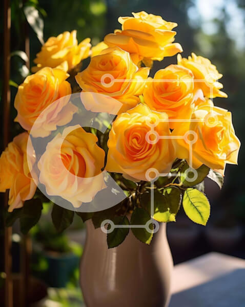 Intra Συλλεκτικό Ξύλινο Παζλ Plywood  4mm - Κίτρινα τριαντάφυλλα σε βάζο Σε Ξύλινο Κουτί - Διαστάσεις: 10x10 cm – 25 κομμάτια