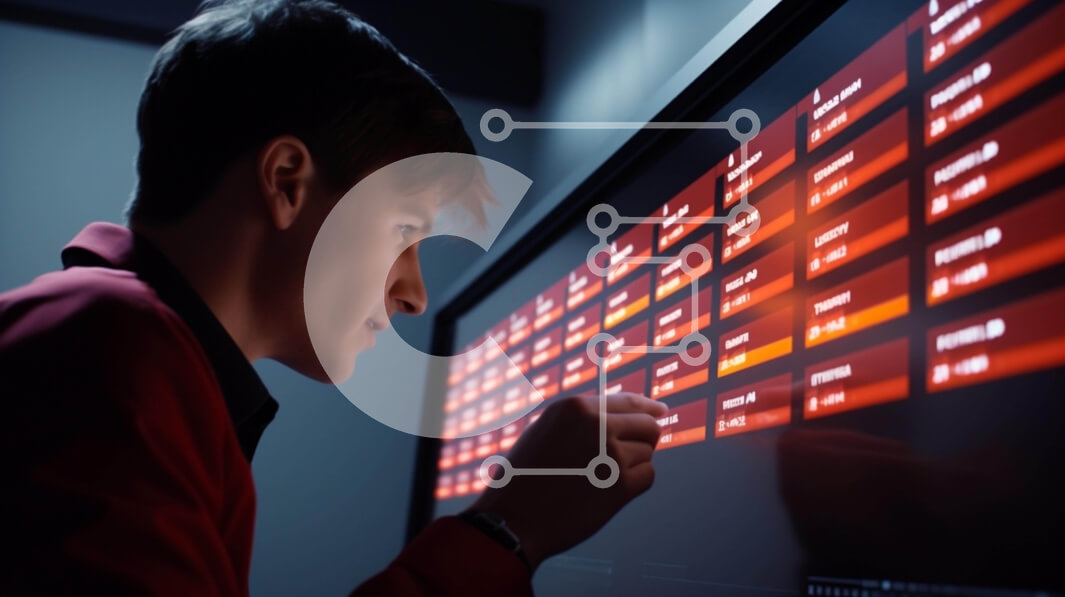 Intra Συλλεκτικό Ξύλινο Παζλ Plywood  4mm - Άνθρωπος μπροστά από την ηλεκτρονική οθόνη απεικόνισης Σε Ξύλινο Κουτί - Διαστάσεις Puzzle: 10x10 cm – 25 κομμάτια