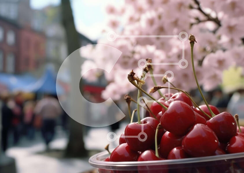 Σετ των 2 Intra Συλλεκτικό Ξύλινο Παζλ Plywood  4mm - Καθαρό μπολ με κεράσια με ανθρώπους Σε Ξύλινο Κουτί - Διαστάσεις: 10x10 cm – 25 κομμάτια