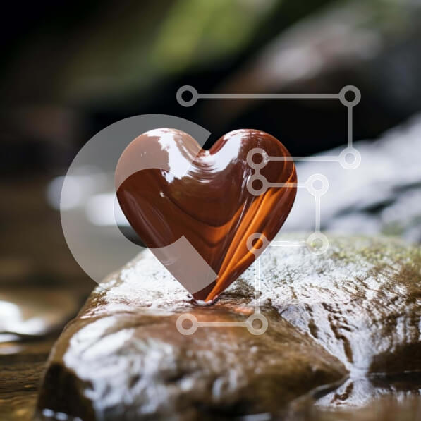 Intra Συλλεκτικό Ξύλινο Παζλ Plywood  4mm - Γυάλινο αντικείμενο σε σχήμα καρδιάς σε βράχο στο νερό Σε Ξύλινο Κουτί - Διαστάσεις: 10x10 cm – 25 κομμάτια