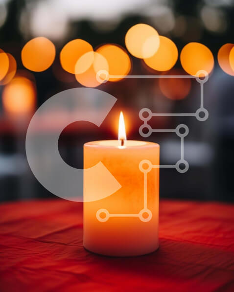 Intra Συλλεκτικό Ξύλινο Παζλ Plywood  4mm - Μονό αναμμένο κερί σε πορτοκαλί τραπεζομάντιλο Σε Ξύλινο Κουτί - Διαστάσεις: 10x10 cm – 25 κομμάτια