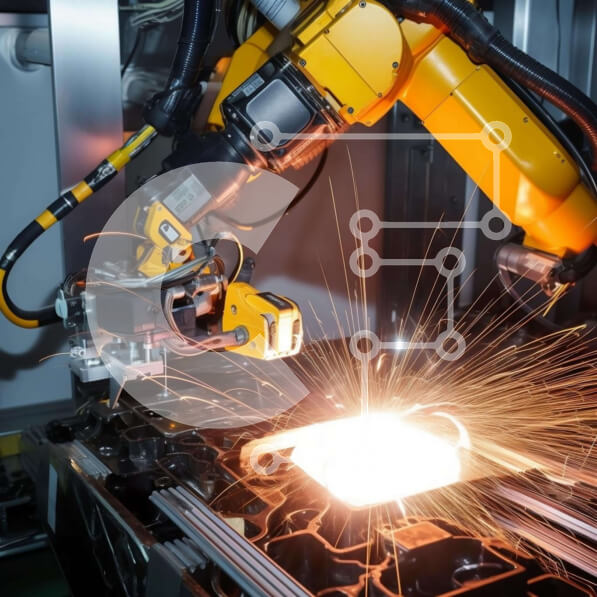 Intra Συλλεκτικό Ξύλινο Παζλ Plywood  4mm - Λειτουργίες συγκόλλησης ρομποτικού βραχίονα Σε Ξύλινο Κουτί - Διαστάσεις Puzzle: 10x10 cm – 25 κομμάτια