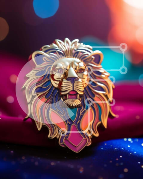 Intra Συλλεκτικό Ξύλινο Παζλ Plywood  4mm - Καρφίτσα σμάλτου σε σχήμα λιονταριού Σε Ξύλινο Κουτί - Διαστάσεις: 10x10 cm – 25 κομμάτια