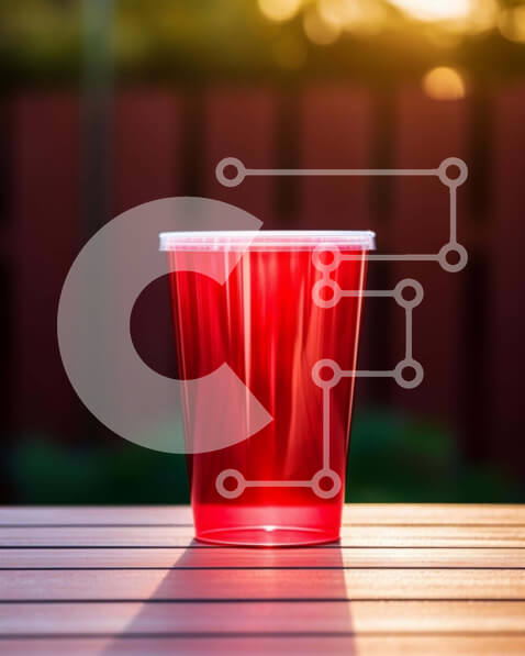 Intra Συλλεκτικό Ξύλινο Παζλ Plywood  4mm - Άδειο κόκκινο κύπελλο στο ξύλινο τραπέζι Σε Ξύλινο Κουτί - Διαστάσεις: 10x10 cm – 25 κομμάτια