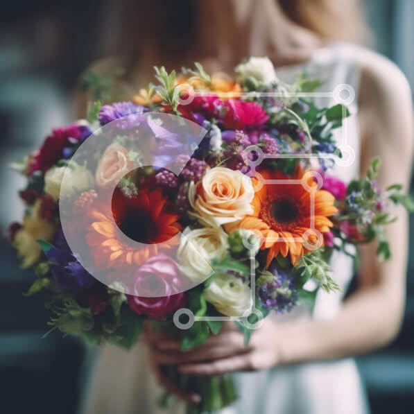 Σετ των 2 Intra Συλλεκτικό Ξύλινο Παζλ Plywood  4mm - Πολύχρωμο μπουκέτο που κρατά γυναίκα Σε Ξύλινο Κουτί - Διαστάσεις: 10x10 cm – 25 κομμάτια