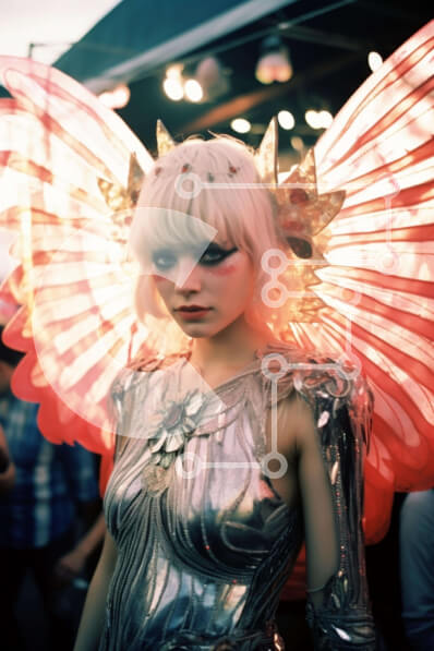 Intra Συλλεκτικό Ξύλινο Παζλ Plywood  4mm - Γυναίκα ντυμένη άγγελος με μεγάλα φτερά Σε Ξύλινο Κουτί - Διαστάσεις Puzzle: 10x10 cm – 25 κομμάτια