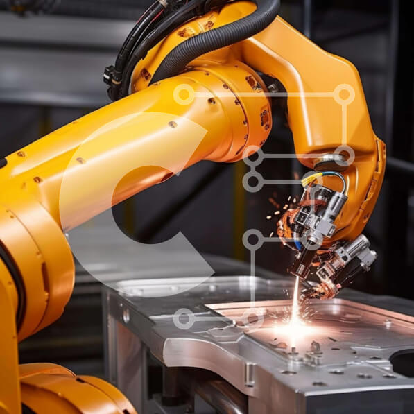 Intra Συλλεκτικό Ξύλινο Παζλ Plywood  4mm - Ρομποτικός βραχίονας συγκόλλησης μεταλλικών εξαρτημάτων σε βιομηχανικό περιβάλλον Σε Ξύλινο Κουτί - Διαστάσεις Puzzle: 10x10 cm – 25 κομμάτια