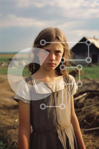 Intra Συλλεκτικό Ξύλινο Παζλ Plywood  4mm - Νεαρό κορίτσι που στέκεται στο ανοιχτό πεδίο Σε Ξύλινο Κουτί - Διαστάσεις Puzzle: 10x10 cm – 25 κομμάτια