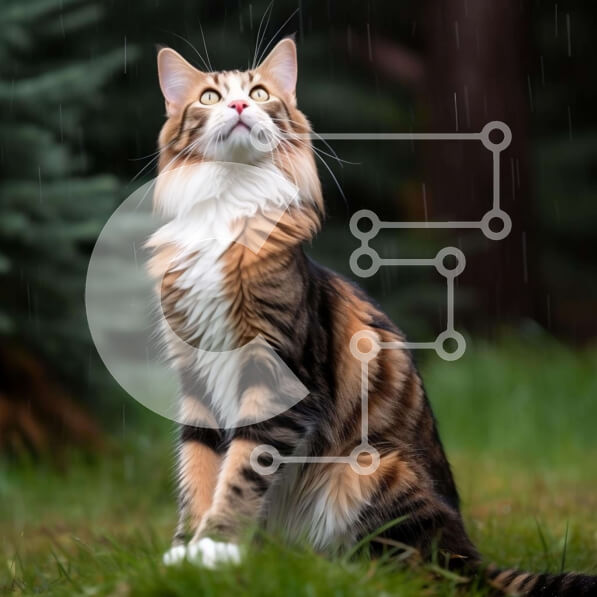 Intra Συλλεκτικό Ξύλινο Παζλ Plywood  4mm - Περίεργη γάτα στη βροχή Σε Ξύλινο Κουτί - Διαστάσεις: 10x10 cm – 25 κομμάτια