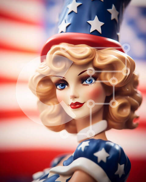 Intra Συλλεκτικό Ξύλινο Παζλ Plywood  4mm - Πατριωτική κούκλα με καπέλο αμερικανικής σημαίας Σε Ξύλινο Κουτί - Διαστάσεις: 10x10 cm – 25 κομμάτια