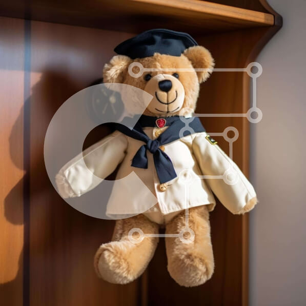 Intra Συλλεκτικό Ξύλινο Παζλ Plywood  4mm - Καφέ αρκουδάκι με ενδυμασία ναύτη που κρεμιέται στον τοίχο Σε Ξύλινο Κουτί - Διαστάσεις: 10x10 cm – 25 κομμάτια