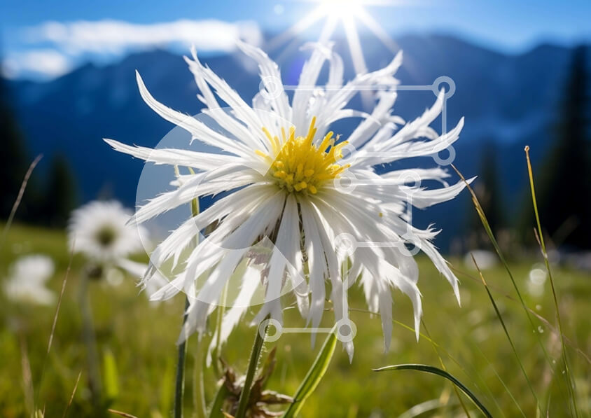 Intra Συλλεκτικό Ξύλινο Παζλ Plywood  4mm - Μονό λευκό λουλούδι σε χορταριασμένο χωράφι Σε Ξύλινο Κουτί - Διαστάσεις: 10x10 cm – 25 κομμάτια